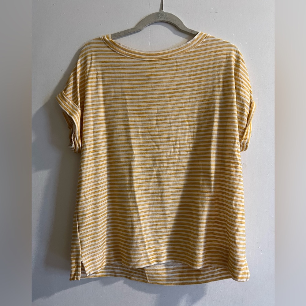 Loft Lou and Gray Yellow Striped T-shirt Women L